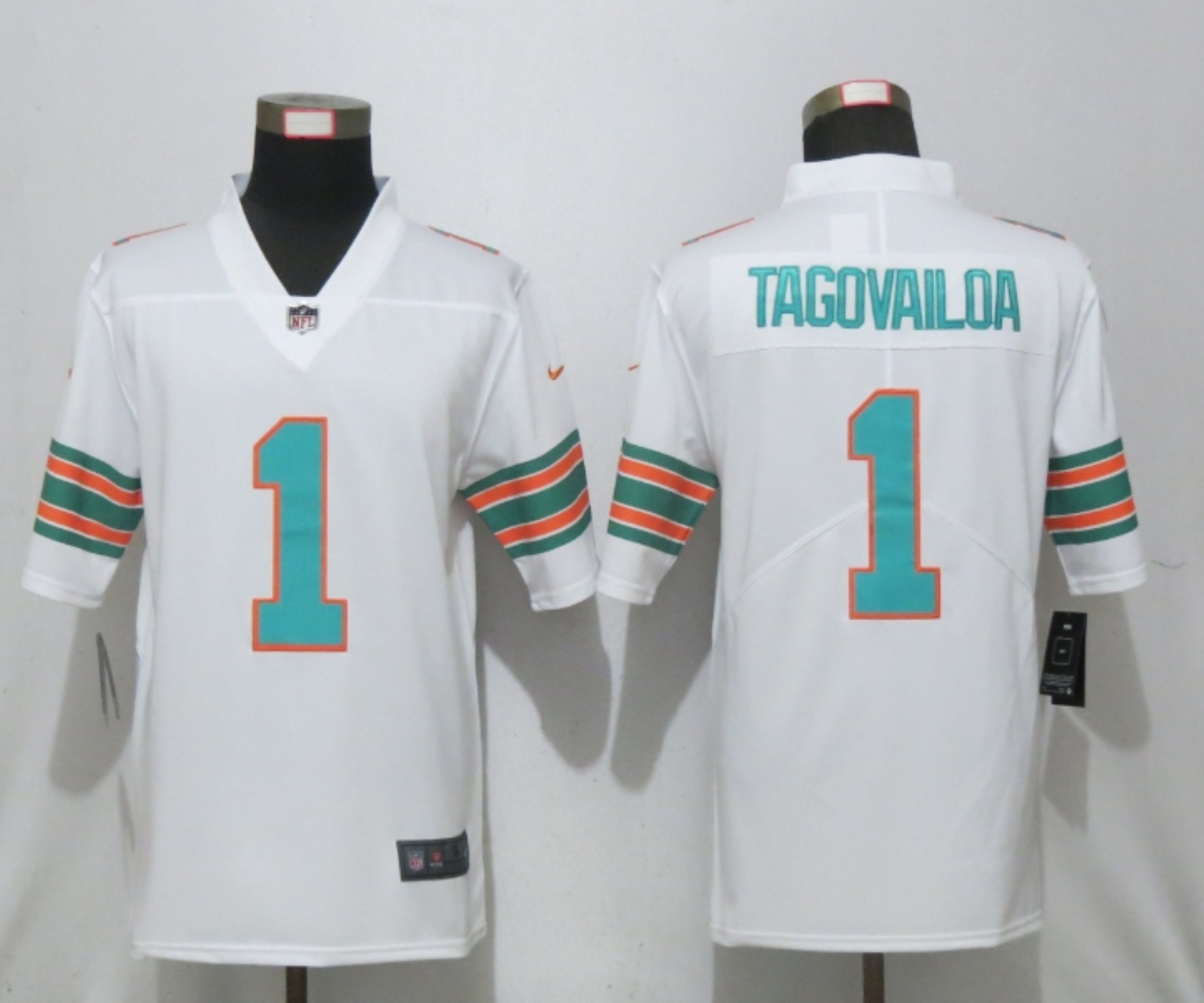 Men New Nike Miami Dolphins #1 Tagovailoa White 2nd Alternate Game Jersey